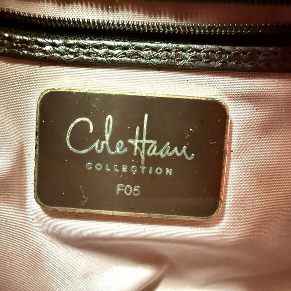 Cole Haan Collection Handbag Python Brown Studded Hobo Purse Faux Snakeskin - Picture 7 of 11